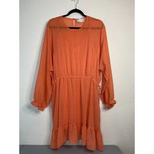 ASOS design women's 16 coral orange fit and flare knee length lined sundress‎